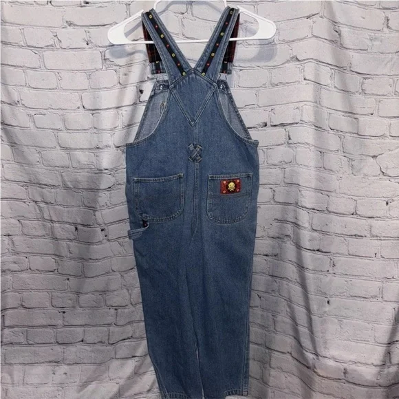 Warner Bros Looney Tunes Kids Tweety Bird Denim Jean Overalls Sz 10 Adj Straps - Picture 4 of 6